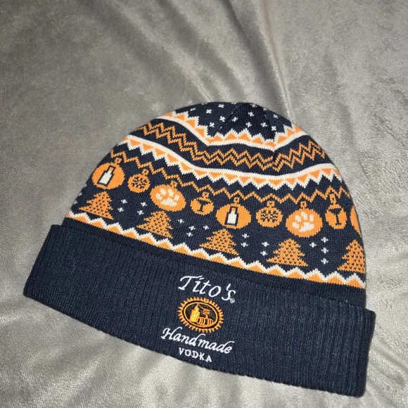 Tito's Handmade Vodka Navy and Orange Knit Beanie - Picture 1 of 4